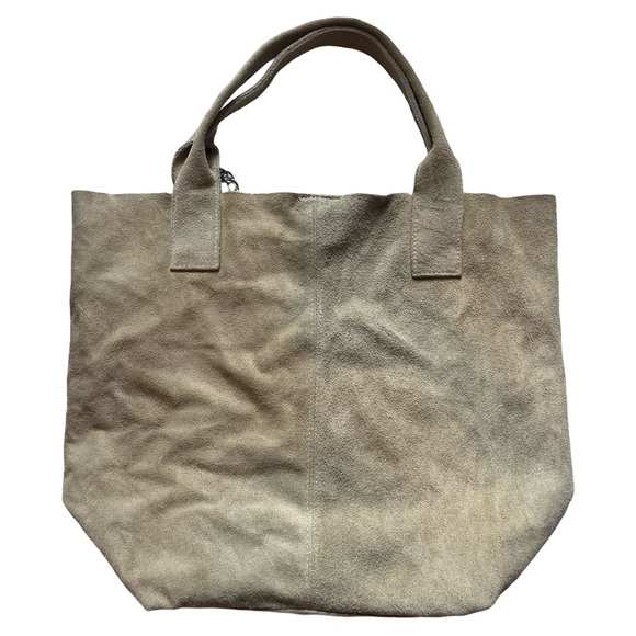 Genuine Leather Tan Suede Slouchy Shoulder Bag - Picture 3 of 7